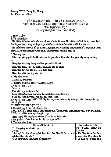 Giáo án Ngữ văn 6 - Năm học 2024-2025 - Trường THCS Đông Tây Hưng