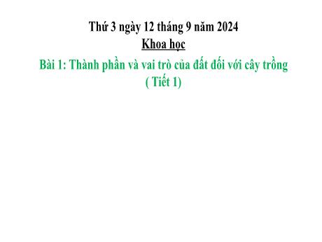 Bài giảng Khoa học 5 (Kết nối tri thức) - Bài 1: Thành phần và vai trò của đất đối với cây trồng (Tiết 1) - Năm học 2024-2025 - Lê Thị Quyên