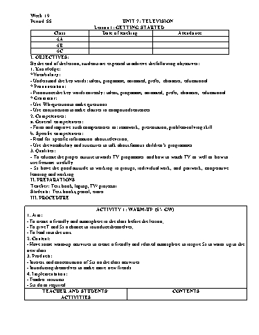 Bài giảng Tiếng Anh 6 - Tuần 19 - Unit 7: Television - Lesson 1 - Trường THCS Đông Tây Hưng