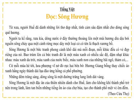Bài giảng Tiếng Việt 3 (Kết nối tri thức) - Bài (Đọc): Sông Hồng - Phan Thị Duyên