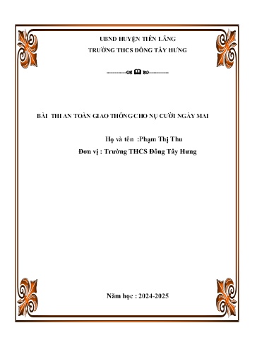 Bài thi an toàn giao thông cho nụ cười ngày mai - Phạm Thị Thu
