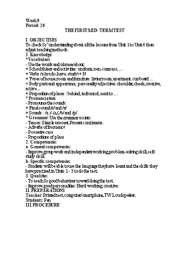 Đề kiểm tra giữa học kì 1 môn Tiếng Anh 6 - Trường THCS Đông Tây Hưng (Có đáp án + Ma trận)