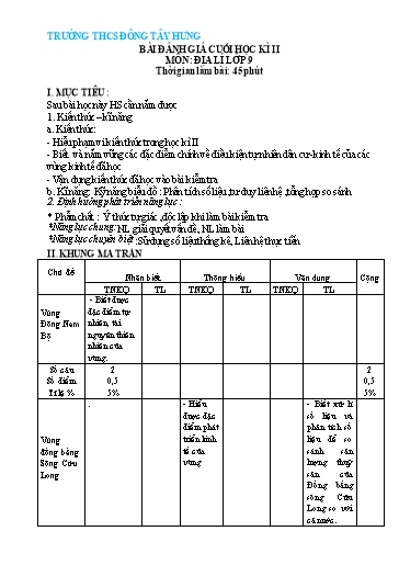 Đề kiểm tra giữa học kì 2 môn Địa lí 9 - Vũ Thị Hương Giang (Có đáp án + Ma trận)