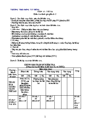 Đề kiểm tra giữa học kì 2 môn Sinh học 9 - Năm học 2024-2025 - Hoàng Thị Hương (Có đáp án + Ma trận)