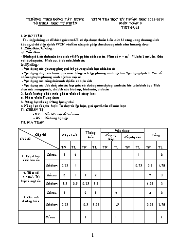 Đề kiểm tra học kì 2 môn Toán 9 - Năm học 2023-2024 - Trường THCS Đông Tây Hưng (Có đáp án)