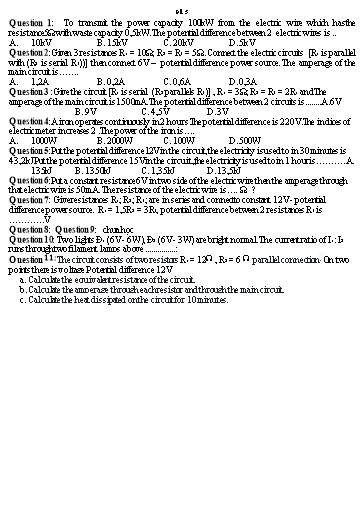 Đề song ngữ Vật lí 9 - Đề 5 - Trường THCS Đông Tây Hưng (Có đáp án)
