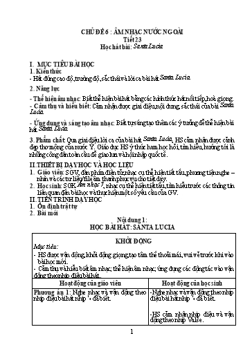 Giáo án Âm nhạc Lớp 7 - Chủ đề 6 - Trường THCS Đông Tây Hưng
