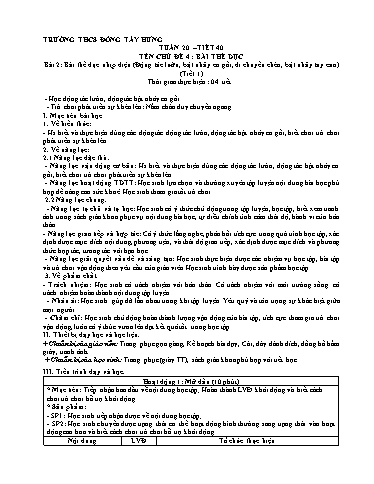 Giáo án Giáo dục thể chất 8 - Tuần 20+21 - Trường THCS Đông Tây Hưng
