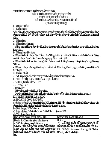 Giáo án Ngữ văn 7 - Tiết 119+120 - Bài 9: Hòa điệu với tự nhiên - Trường THCS Đông Tây Hưng