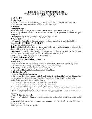 Giáo án Toán 6 (Kết nói tri thức) - Tiết 67+68 - Bài: Tấm thiệp và phòng học của em - Trường THCS Đông Tây Hưng