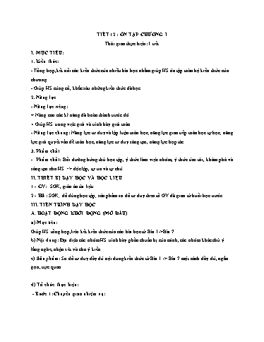 Giáo án Toán 6 - Tiết 12 - Bài: Ôn tập chương 1 - Trường THCS Đông Tây Hưng