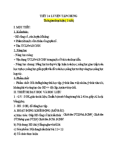 Giáo án Toán 6 - Tiết 24 - Bài: Luyện tập chung - Trường Trung học cơ sở Đông Tây Hưng