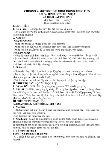 Giáo án Toán 7 (Kết nói tri thức) - Bài 36: Hình hộp chữ nhật và hình lập phương - Trường THCS Đông Tây Hưng