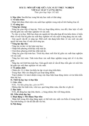 Giáo án Toán 8 (Kết nói tri thức) - Bài 32: Mối liên hệ giữa xác suất thực nghiệm với xác suất và ứng dụng - Trường THCS Đông Tây Hưng