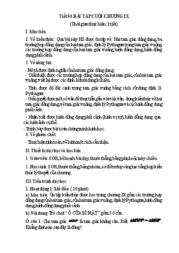 Giáo án Toán 8 - Tiết 50 - Bài tập cuối chương IX - Trường THCS Đông Tây Hưng