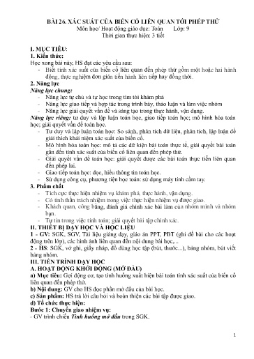 Giáo án Toán 9 (Kết nói tri thức) - Bài 26: Xác suất của biến cố liên quan tới phép thử - Trường THCS Đông Tây Hưng
