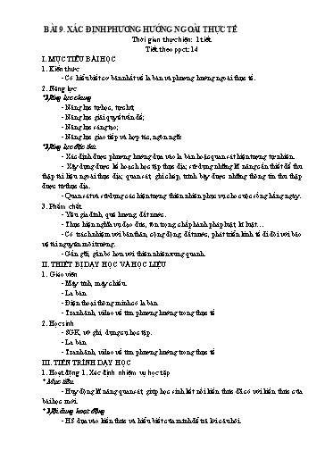 Kế hoạch bài dạy Địa lí 6 - Bài 9: Xác định phương hướng ngoài thực tế - Trường Trung học cơ sở Đông Tây Hưng