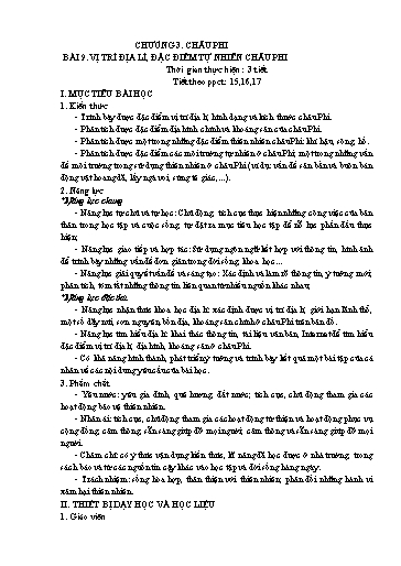 Kế hoạch bài dạy Địa lí 7 - Chương 3 - Bài 9: Vị trí địa lí, đặc điểm tự nhiên châu Phi - Trường Trung học cơ sở Đông Tây Hưng