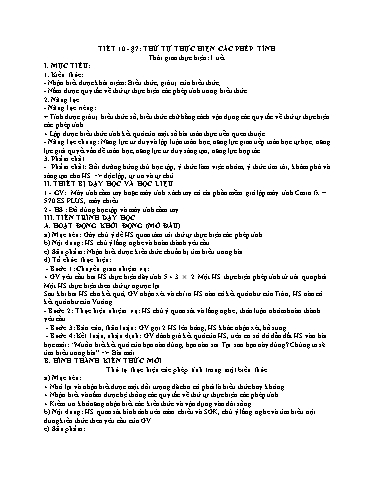 Kế hoạch bài dạy Toán 6 - Bài 7: Thứ tự thực hiện các phép tính - Trường Trung học cơ sở Đông Tây Hưng