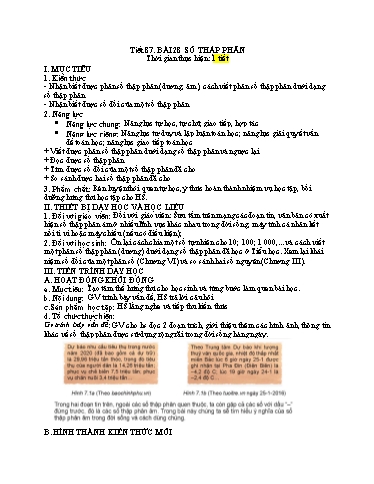 Kế hoạch bài dạy Toán 6 (Hình học) - Tiết 87 - Bài 28: Số thập phân - Trường Trung học cơ sở Đông Tây Hưng