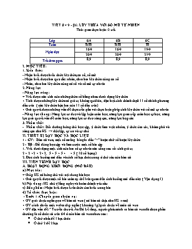 Kế hoạch bài dạy Toán 6 (Kết nối tri thức) - Bài 6: Lũy thừa với số mũ tự nhiên - Trường Trung học cơ sở Đông Tây Hưng