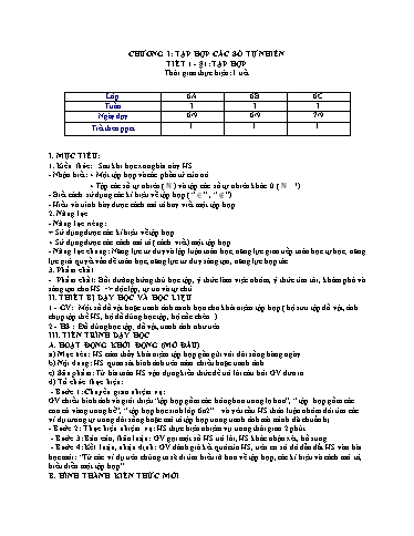 Kế hoạch bài dạy Toán 6 (Kết nối tri thức) - Chương 1 - Bài 1: Tập hợp - Trường Trung học cơ sở Đông Tây Hưng