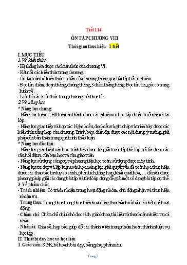 Kế hoạch bài dạy Toán 6 (Kết nối tri thức) - Tiết 114 - Bài: Ôn tập chương 8 - Trường Trung học cơ sở Đông Tây Hưng