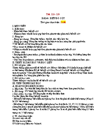 Kế hoạch bài dạy Toán 6 (Kết nối tri thức) - Tiết 119+120 - Bài 41: Biểu đồ cột - Trường Trung học cơ sở Đông Tây Hưng