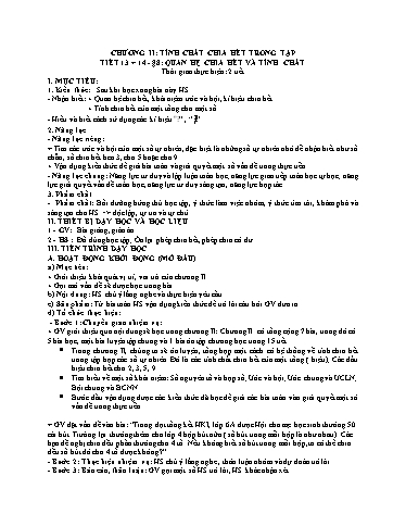 Kế hoach bài dạy Toán 6 - Tiết 13+14 - Bài 8: Quan hệ chia hêt và tính chất - Trường Trung học cơ sở Đông Tây Hưng