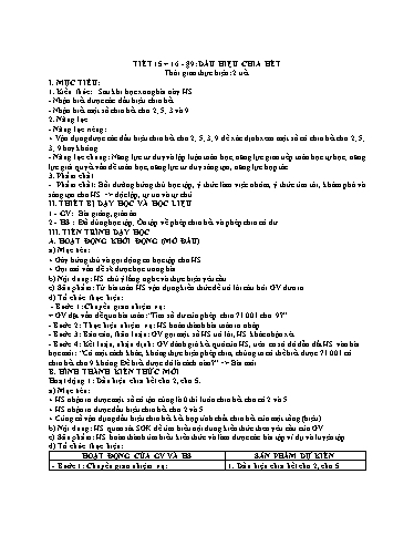 Kế hoach bài dạy Toán 6 - Tiết 15+16 - Bài 9: Dấu hiệu chia hết - Năm học 2023-2024 - Trường Trung học cơ sở Đông Tây Hưng