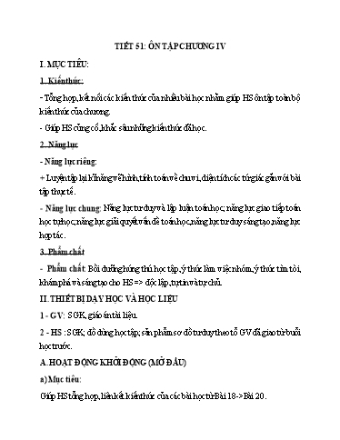 Kế hoach bài dạy Toán 6 - Tiết 51 - Bài: Ôn tập chương IV - Trường Trung học cơ sở Đông Tây Hưng