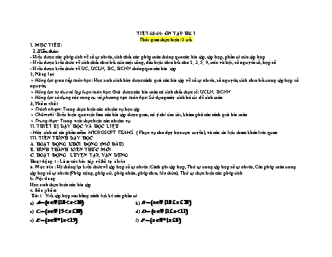 Kế hoach bài dạy Toán 6 - Tiết 68+69 - Bài: Ôn tập học kì 1 - Trường Trung học cơ sở Đông Tây Hưng