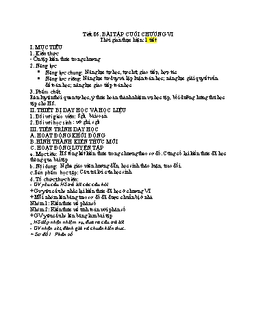 Kế hoạch bài dạy Toán 6 - Tiết 86 - Bài: Bài tập cuối chương 4 - Trường Trung học cơ sở Đông Tây Hưng